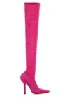 Vetements Velvet Over-the-knee Boomerang Boots In Fuchsia