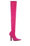 Vetements Velvet Over-the-knee Boomerang Boots In Pink
