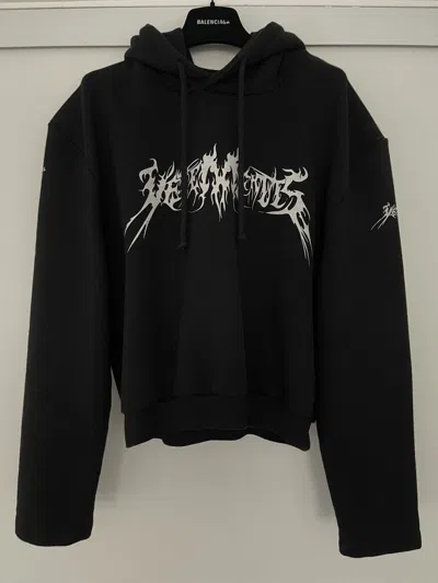 Pre-owned Vetements Fw16 “total Fucking Darkness” Cropped Hoodie In Black