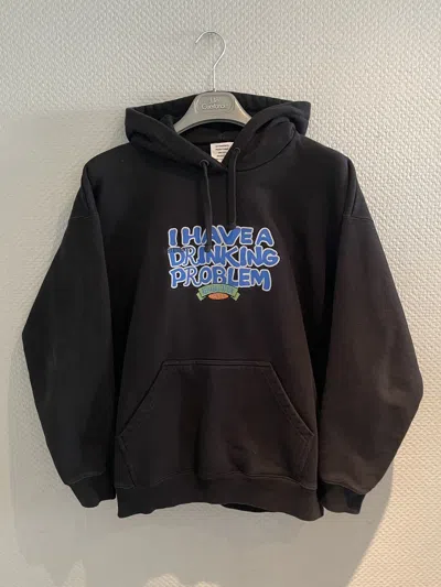 Pre-owned Vetements Fw18 “i Have A Drinking Problem” Fuck Hoodie In Black