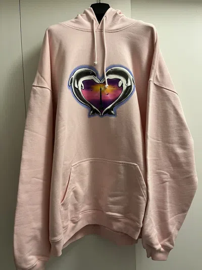 Pre-owned Vetements F/w'21 Pink Oversized Dolphins Heart Logo Hoodie