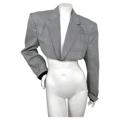 Pre-owned Vetements Garderobe Cropped Prince Of Wales Plaid Tailored Blazer Size S In Gray