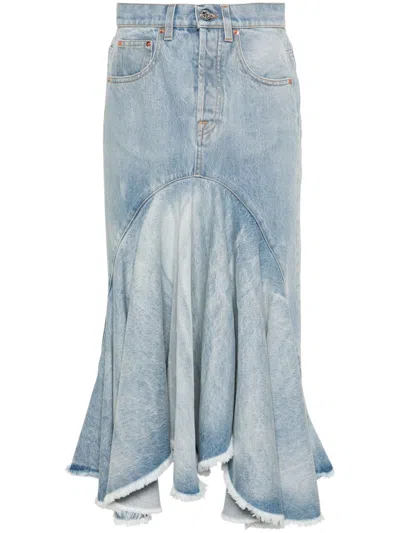 VETEMENTS GODET DENIM MIDI SKIRT