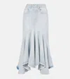 Vetements Blue Flared Denim Midi Skirt In Blue
