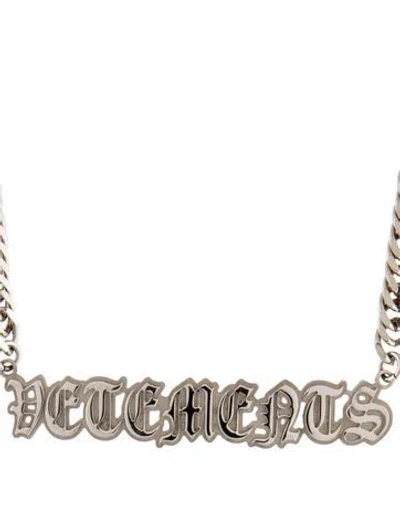 Pre-owned Vetements Gothic Logo-plaque Chain Necklace, 20" In Multi