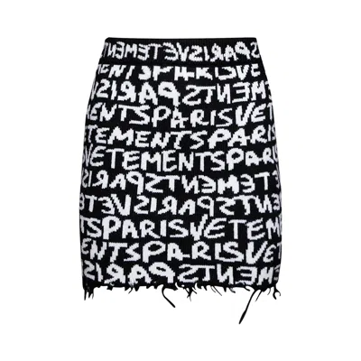 Pre-owned Vetements Graffiti Monogram Mini Skirt 'black/white' | Women's Size M