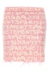Vetements 'printed Monogram' Elastic Waistband Skirt With Frayed Hem