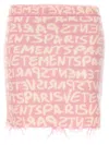 Vetements 'printed Monogram' Elastic Waistband Skirt With Frayed Hem In Pink