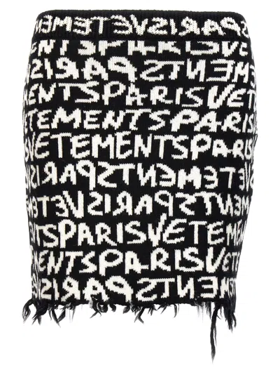 Vetements Graffiti Monogram Mini Skirt In White/black