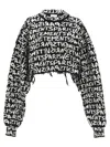 Vetements Paris Monogram Cropped Sweater In White/black