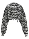 Vetements Paris Monogram Cropped Sweater In White/black