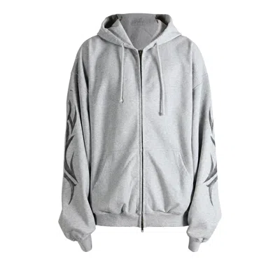 Pre-owned Vetements Graffiti Tribal Zip-up Hoodie 'grey Melange' | Men's Size L