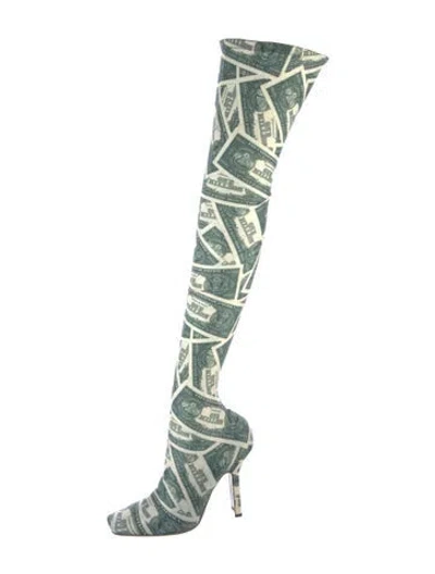 Pre-owned Vetements Graphic Print Boots In Green