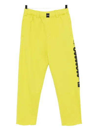 Vetements Graphic-print Cotton Trousers In Yellow