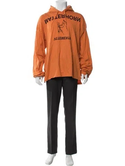 Pre-owned Vetements Graphic Print Crew Neck Hoodie In Orange