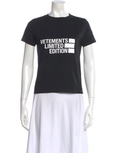 Pre-owned Vetements Graphic Print Crew Neck T-shirt In Black