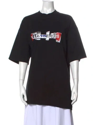 Pre-owned Vetements Graphic Print Crew Neck T-shirt In Black