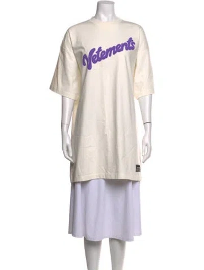 Pre-owned Vetements Graphic Print Crew Neck T-shirt In Neutrals