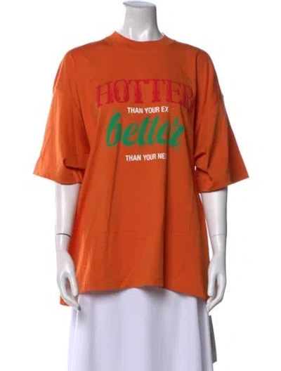 Pre-owned Vetements Graphic Print Crew Neck T-shirt In Orange