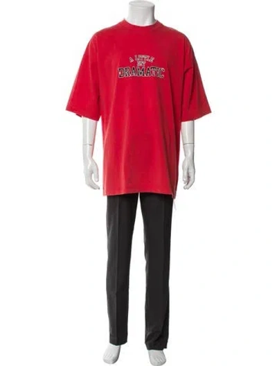 Pre-owned Vetements Graphic Print Crew Neck T-shirt In Red