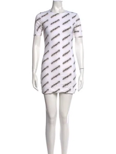 Pre-owned Vetements Graphic Print Mini Dress In Neutrals
