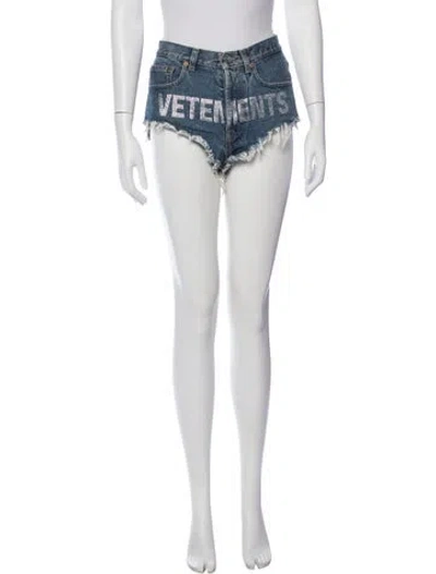 Pre-owned Vetements Graphic Print Mini Shorts In Black