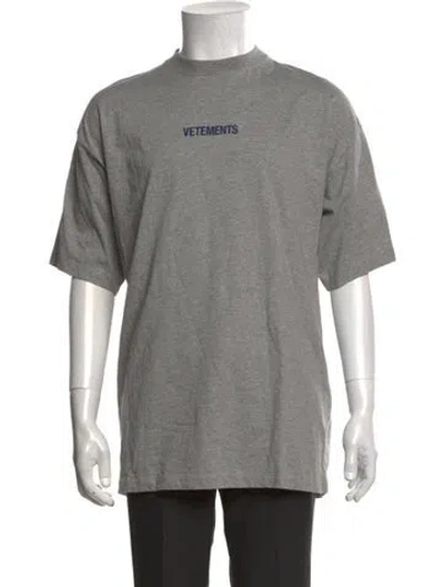 Pre-owned Vetements Graphic Print Mock Neck T-shirt In Grey