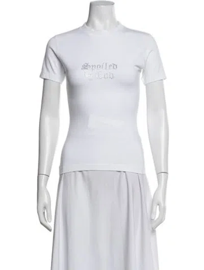 Pre-owned Vetements Graphic Print Mock Neck T-shirt In White
