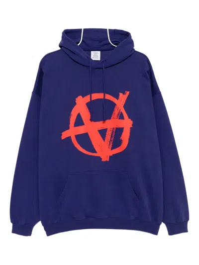 Vetements Graphic-printed Hoodie In Blue