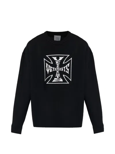 Vetements Graphic Wool Sweater In Black