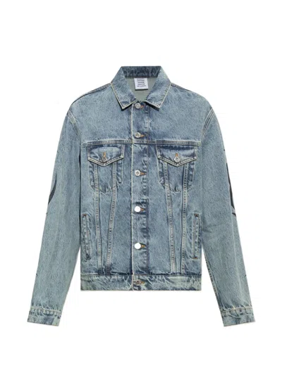 Vetements Graphic-print Denim Jacket In Blue