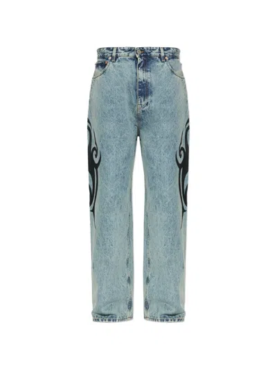 Vetements Graphic-print Jeans In Blue
