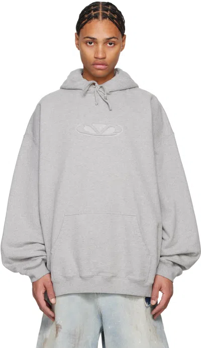 Vetements Gray 3d Oval Logo Oversized Hoodie In Grey Melange