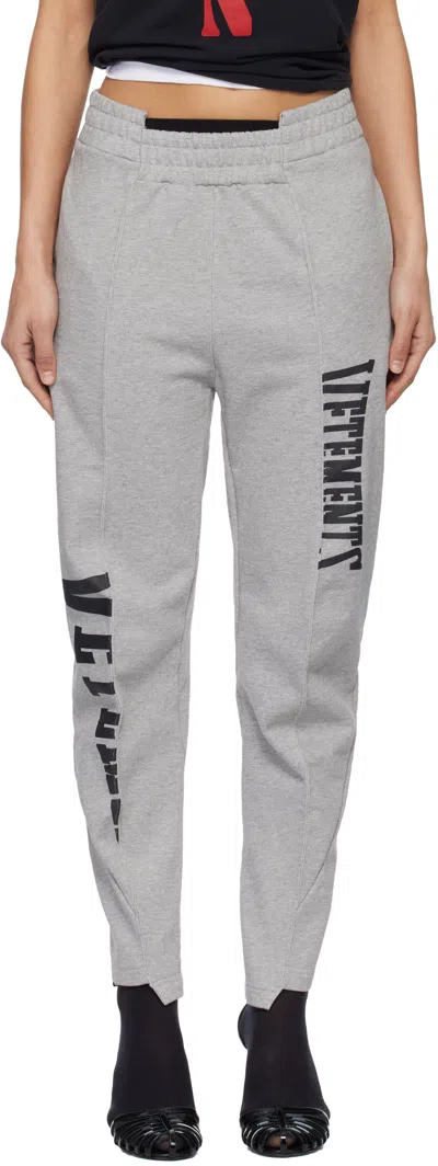 Vetements Gray Cut Up Logo Sweatpants