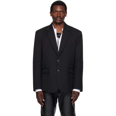 Vetements Gray Cut-up Tailored Blazer In Black