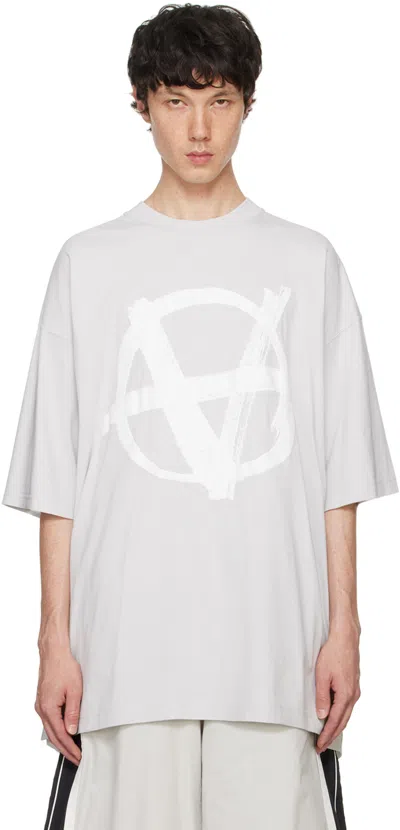 Vetements Gray Double Anarchy T-shirt In Oyster Mushroom
