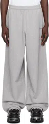 Vetements Gray Embroidered Logo Sweatpants In Grey Melange