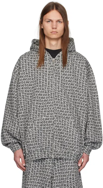 Vetements Gray Gothic Monogram Hoodie In Grey