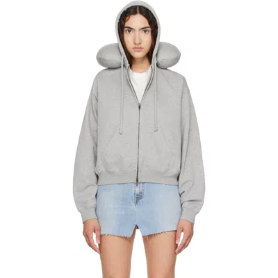 Vetements Gray Neck Pillow Fitted Zip Up Hoodie