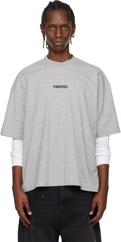 Vetements Nerd Embroidered Cotton-jersey T-shirt In Gray