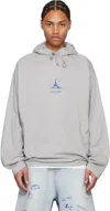 Vetements Gray Scribbled 'paris' Jersey Hoodie In Grey Melange