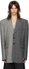 Vetements Gray Split Deconstructed Tailored Blazer In Grey / Grey Check