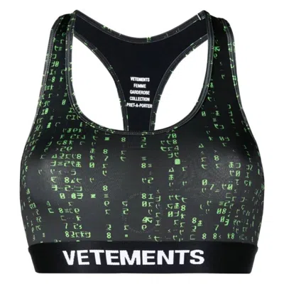 VETEMENTS VETEMENTS GREEN CODE PRINT SPORTS BRA