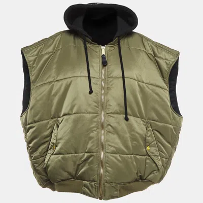 Pre-owned Vetements Green/black Synthetic Reversible Oversized Puffer Vest Xs
