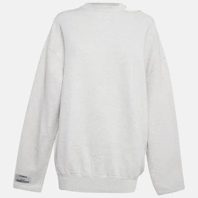 Pre-owned Vetements Grey Cotton Knit Open Shoulder Sweatshirt Xs