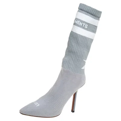 Vetements Grey Knit Fabric Reflective Sock Boots In Multi