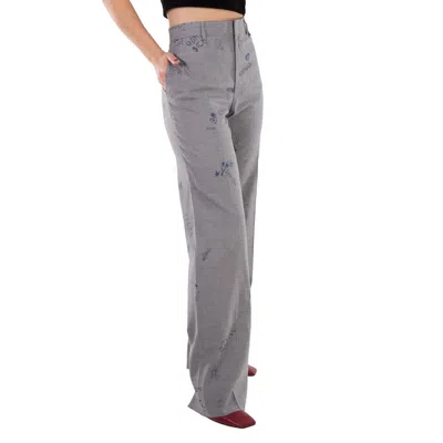 Vetements Grey Scribble Wide Leg Tailored Pants In Gray