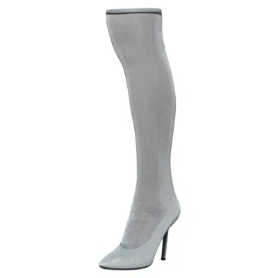 Vetements Grey Stretch Fabric Reflective Thigh High Socks Boots In Gold
