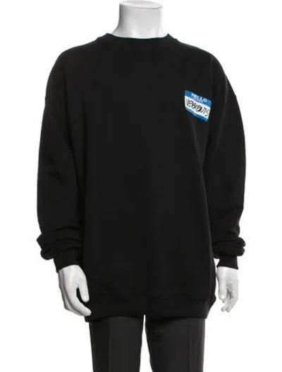 Pre-owned Vetements Hello My Name Is Graphic Print Sweatshirt In Black