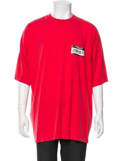 Pre-owned Vetements Hello My Name Is Graphic Print T-shirt In Red